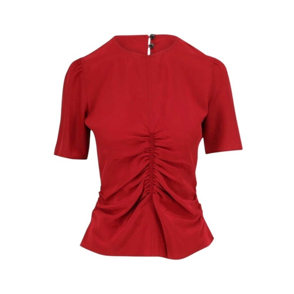 Rag & Bone Maris Deep Berry Silk Ruched Short Sleeve Top Size 2